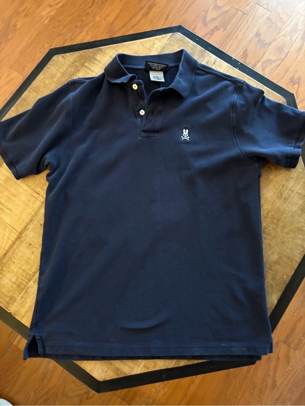 Like New! Psycho Bunny Navy Polo with Embroidered Bunny & Crossbones - Picture 3 of 7